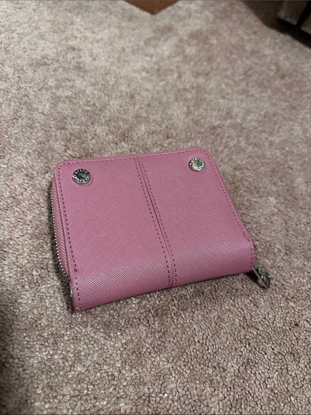 Steve Madden Pink Zip-Around Compact Wallet with Snap Detail